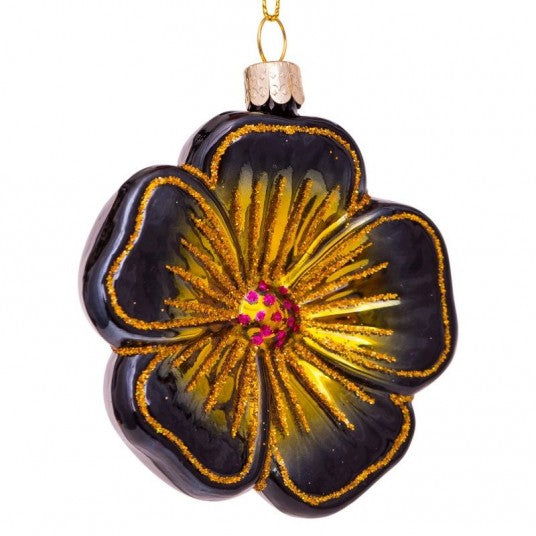 Flower glass ornament | Ornement en verre Fleur 8cm Black